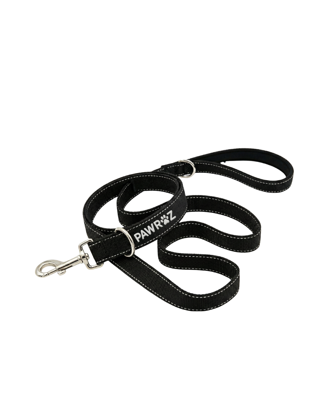 3D Black Canvas White-Stitch collar and Leash