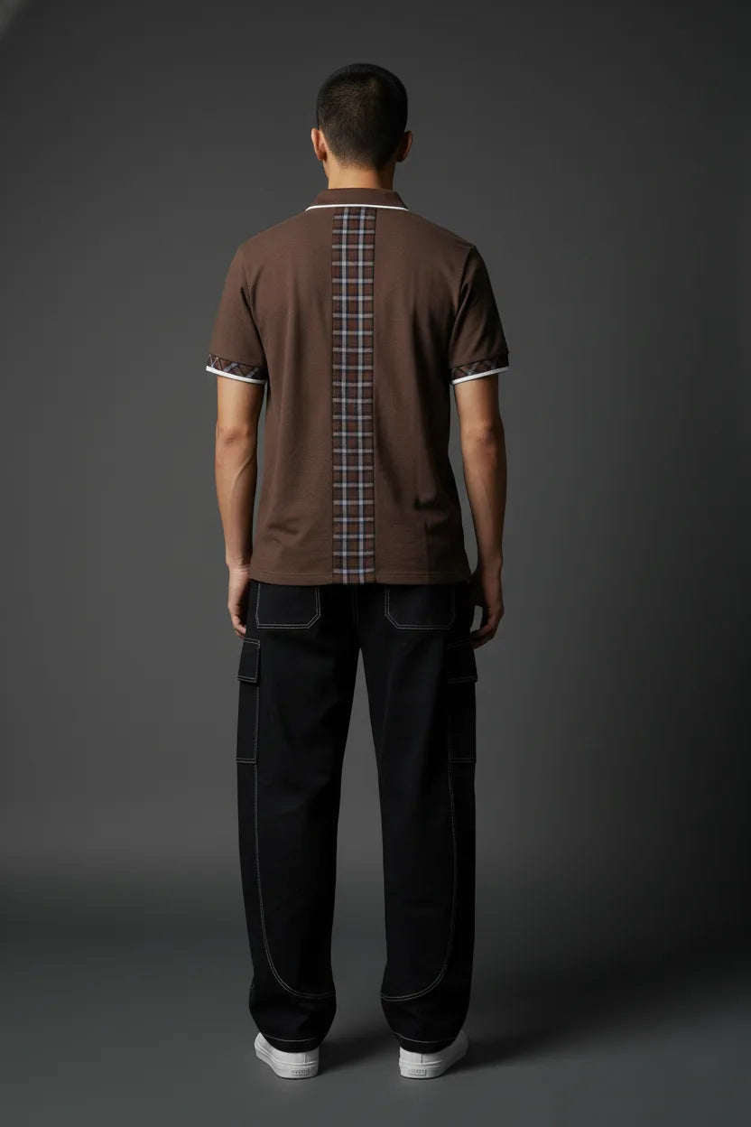 Brown Polo Shirt with Checks