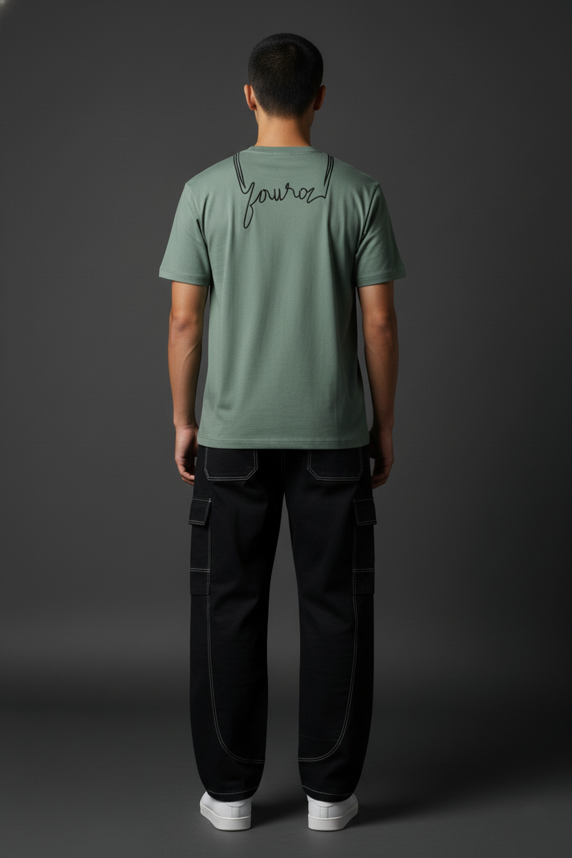 Green Regular Fit T-shirt with curved logo embroidery