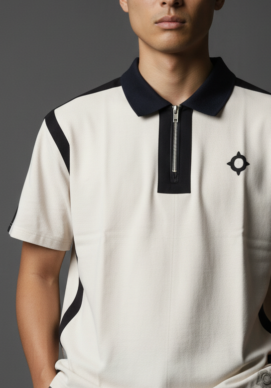 White and Black Checkmate Polo Shirt
