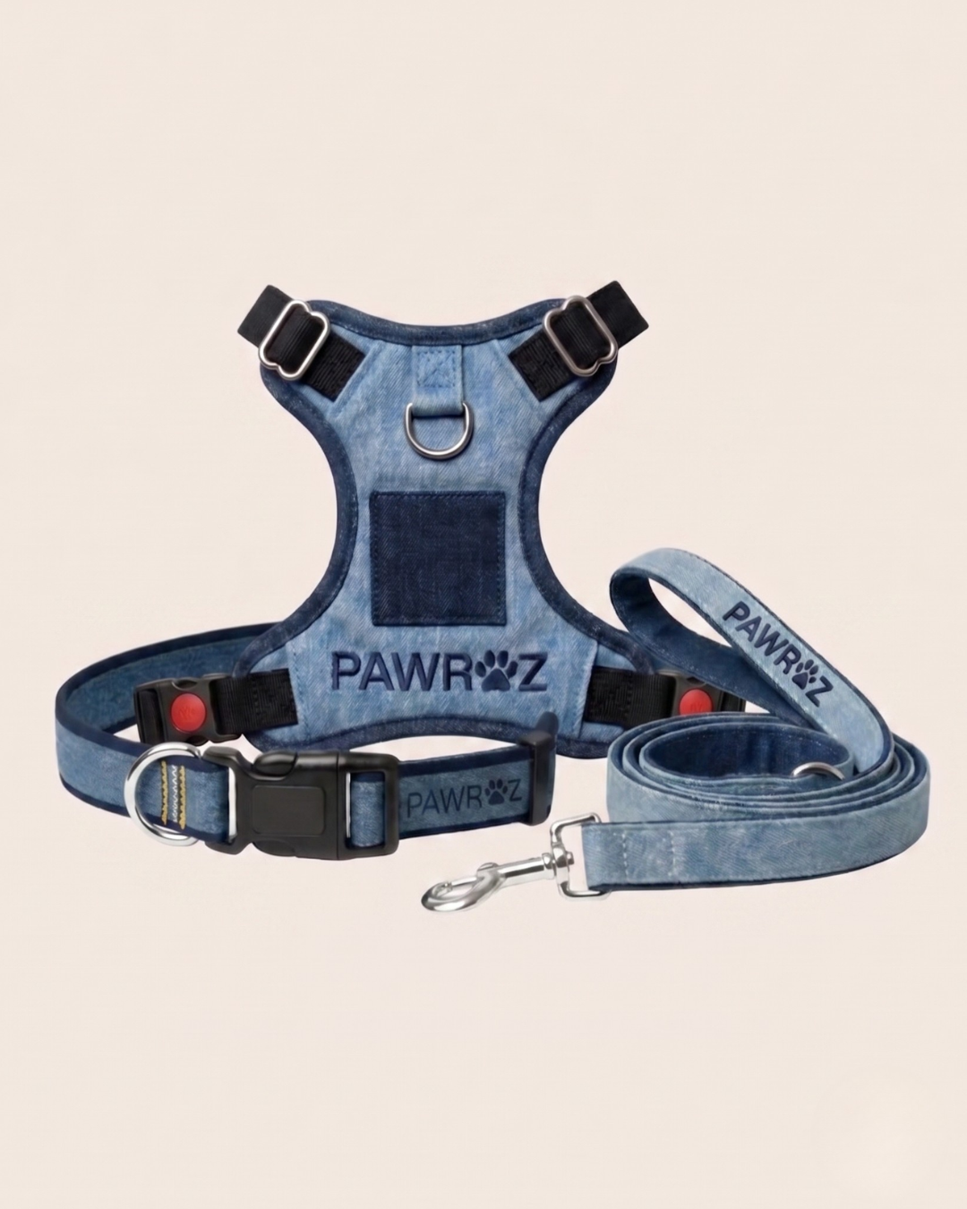 Two-Tone Blue Denim Dog Harness