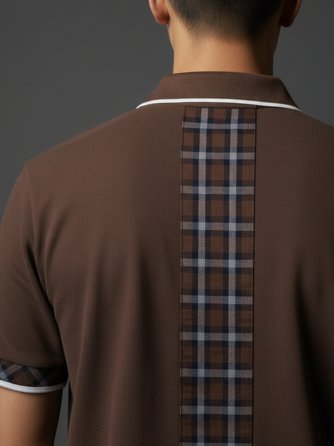 Brown Polo Shirt with Checks