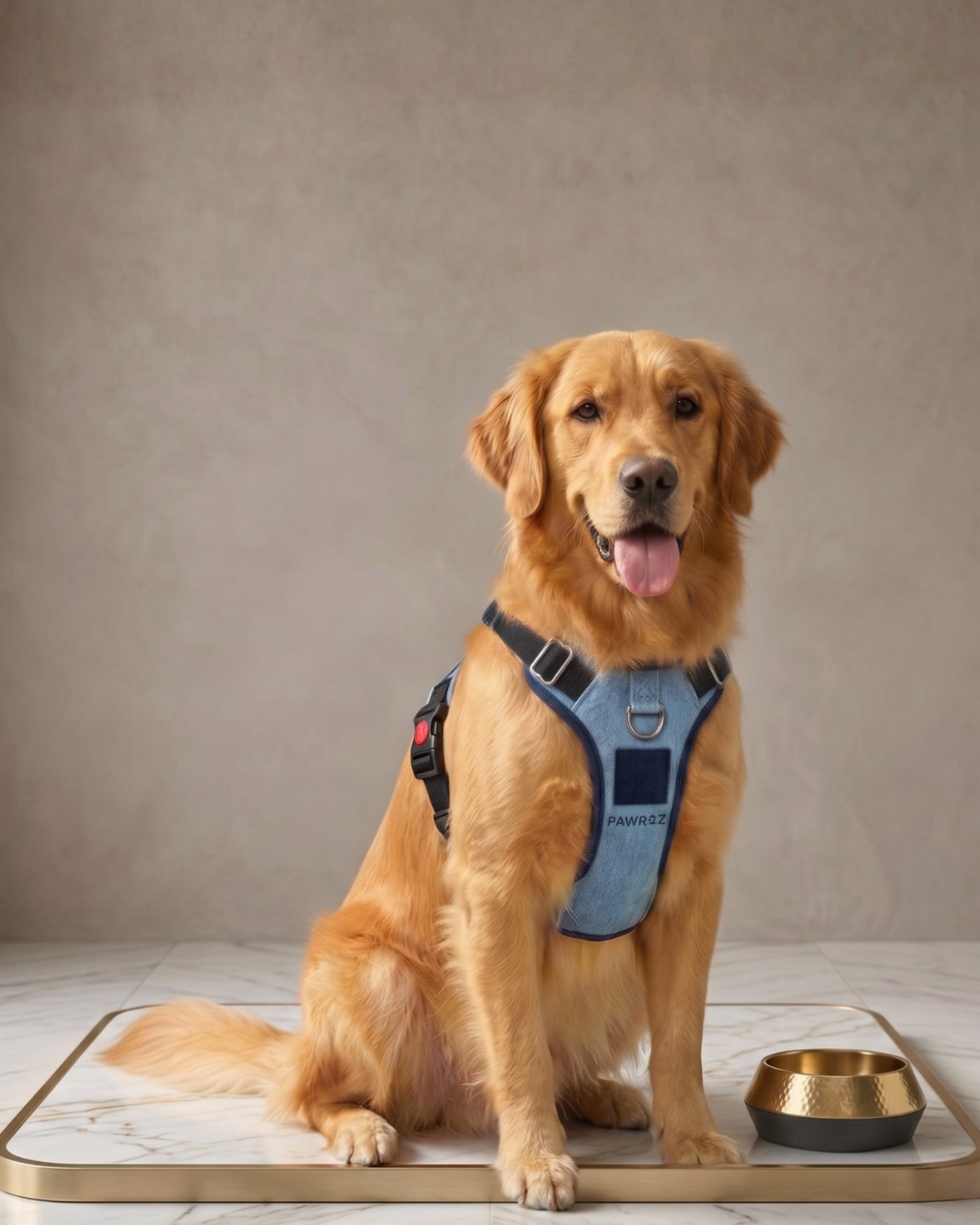 Two-Tone Blue Denim Dog Harness