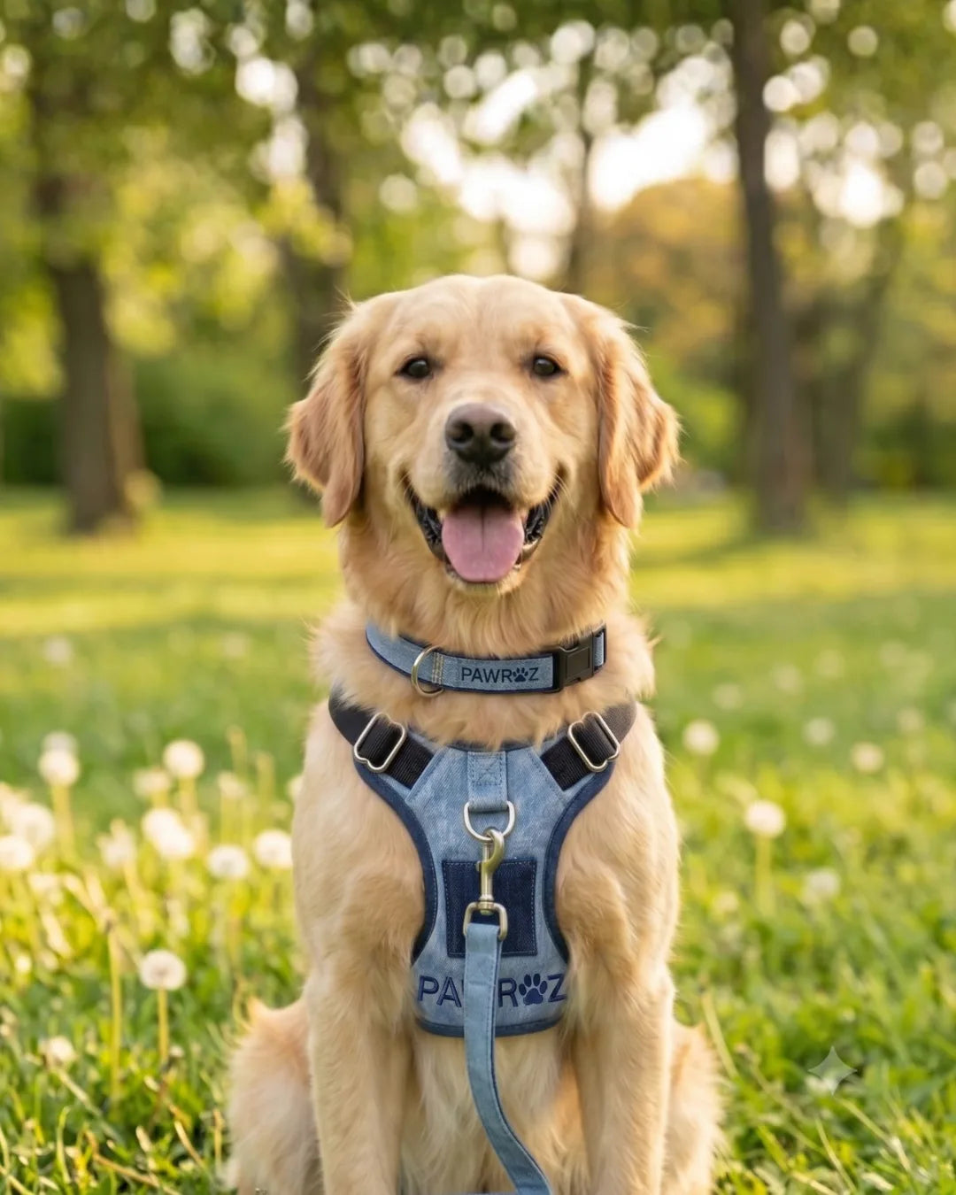 Two-Tone Blue Denim Dog Harness