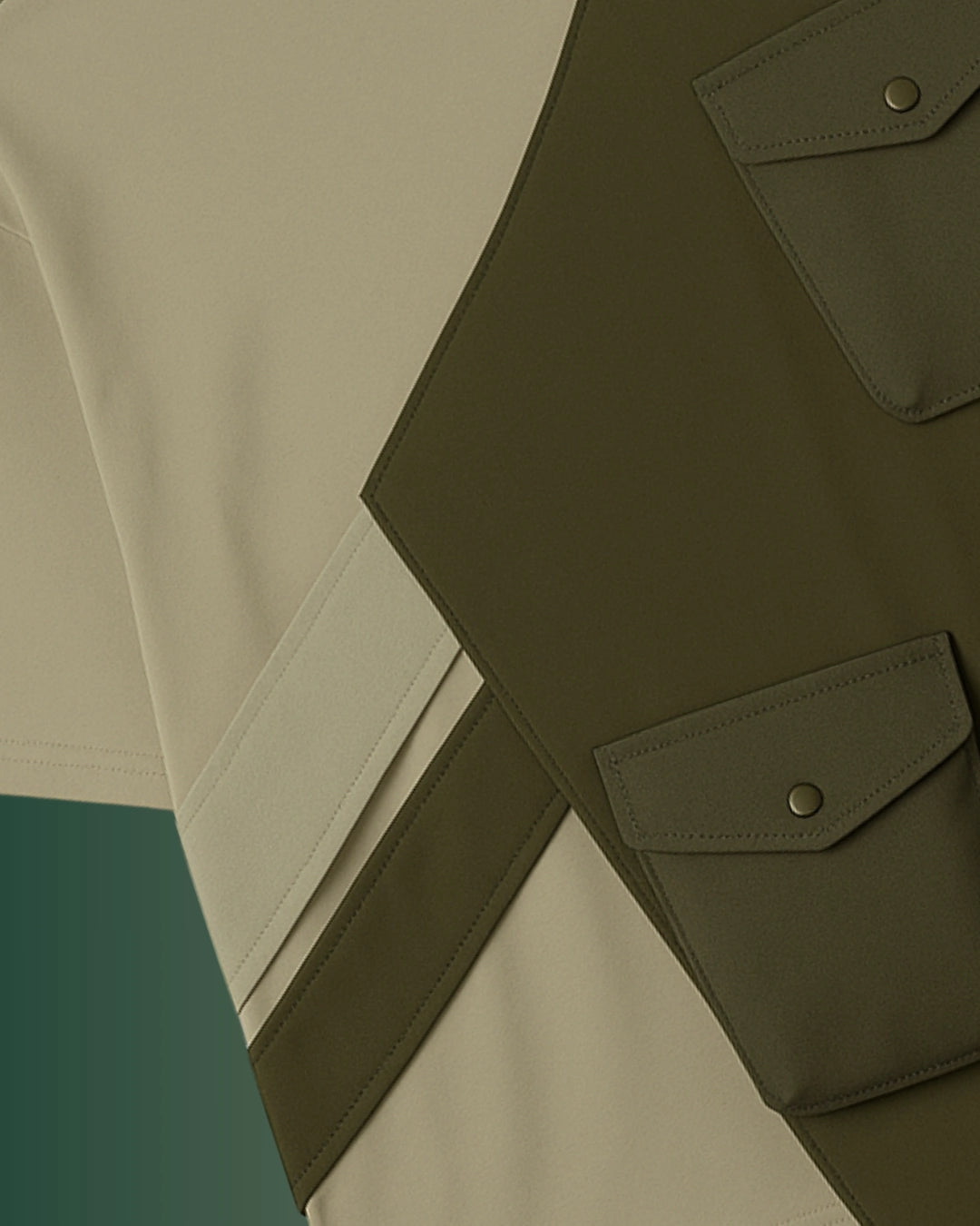 Green Oversized T-shirt with Cut out one shoulder jacket