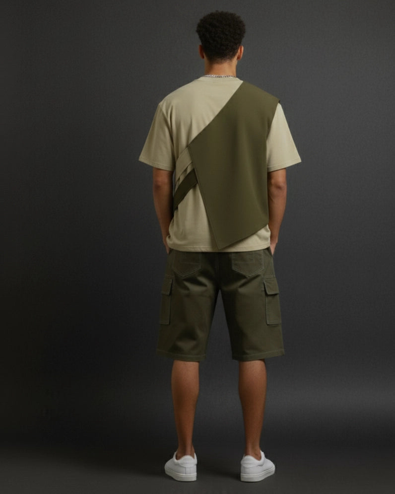 Olive Green Logo detail shorts