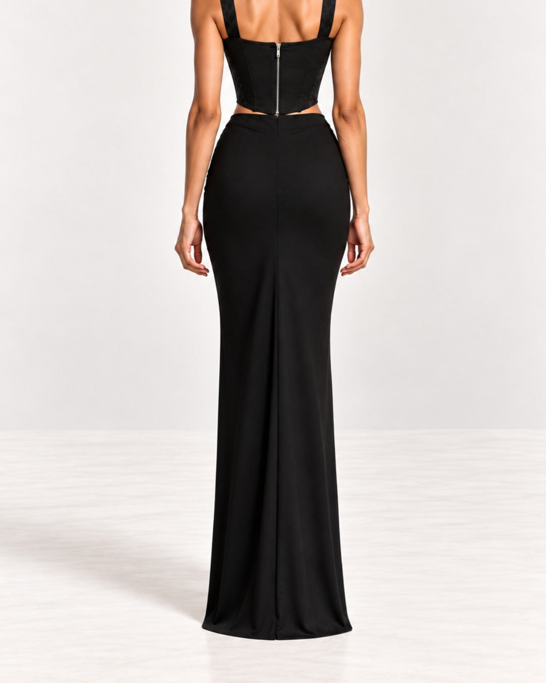 Black Maxi Front Frill Skirt