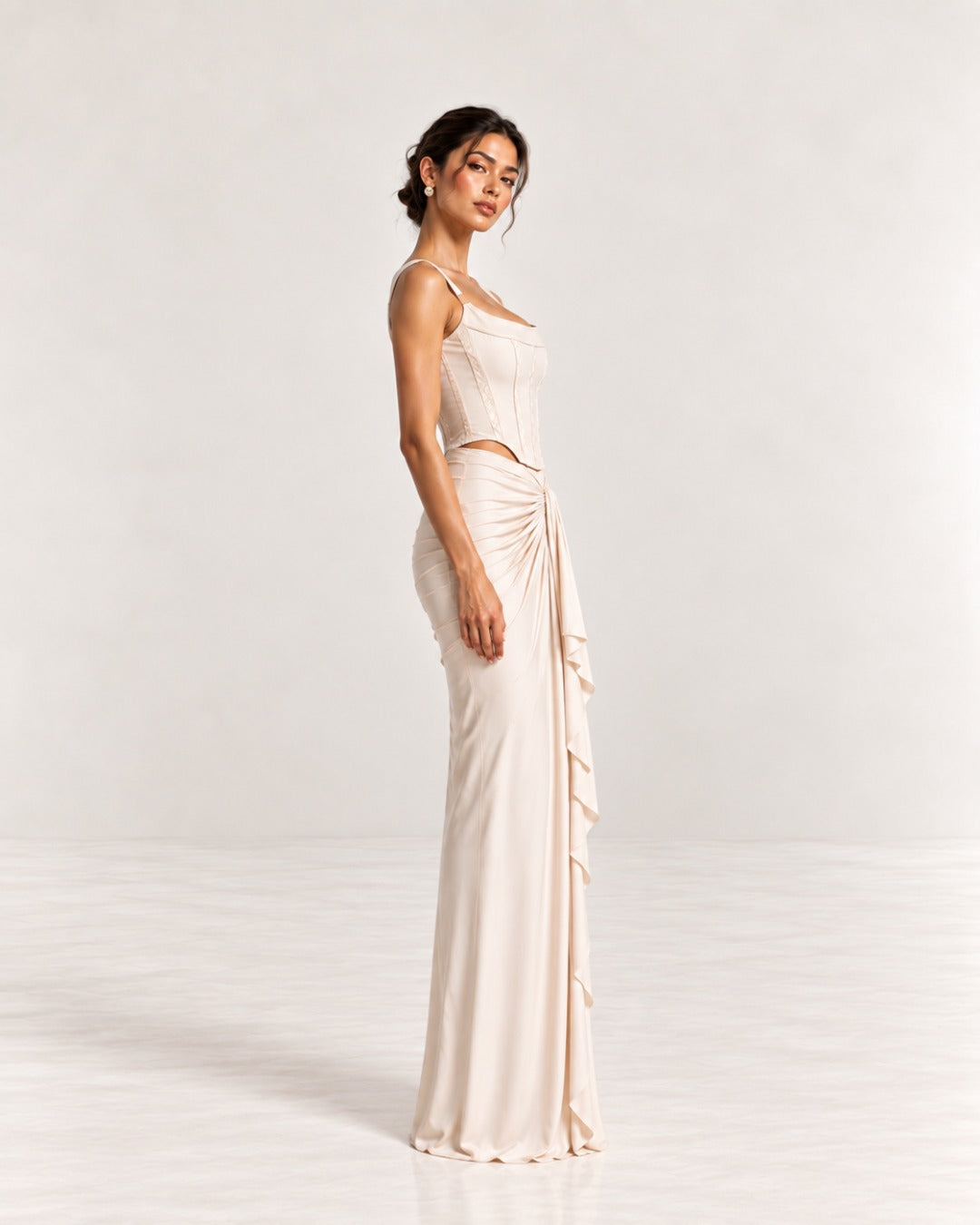 White Maxi Front Frill Skirt