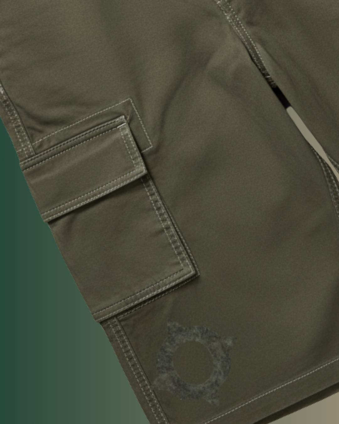 Olive Green Logo detail shorts