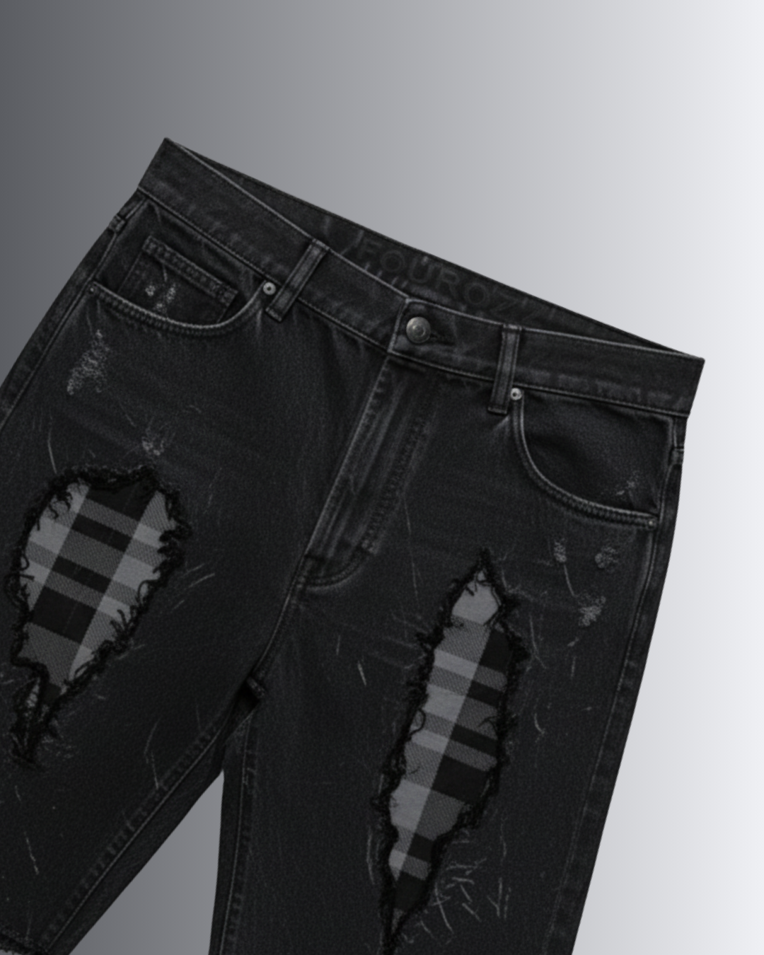 Black Check Slash Shorts