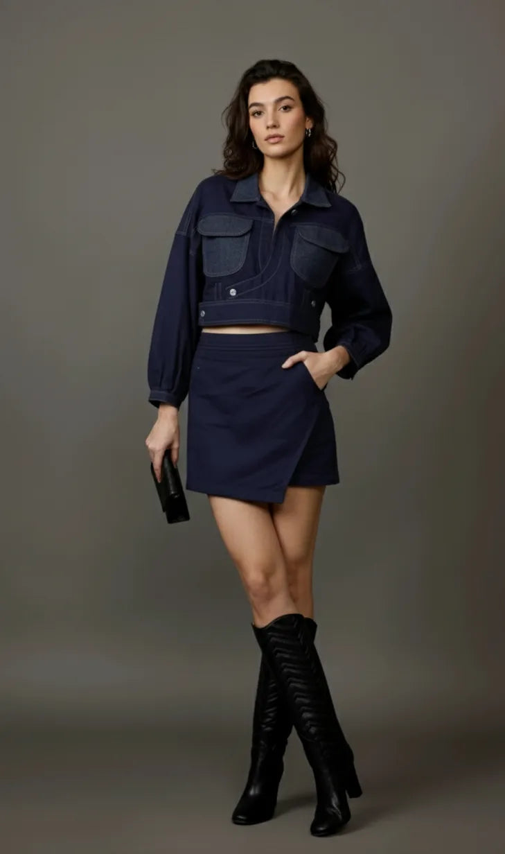 Black Denim Skort