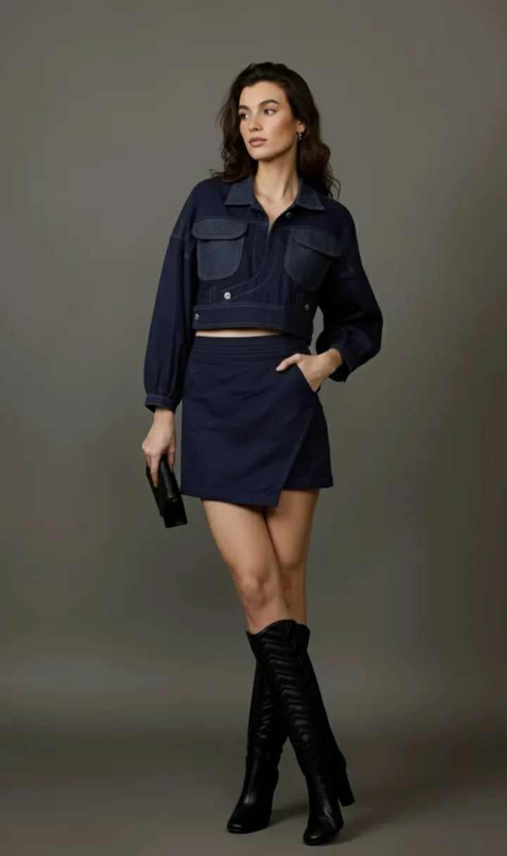Black Denim Skort