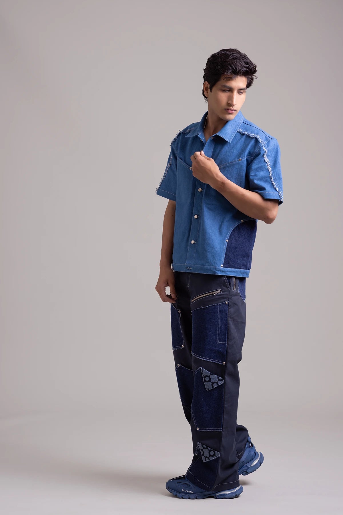 Two Tone Blue Denim Summer Shaket