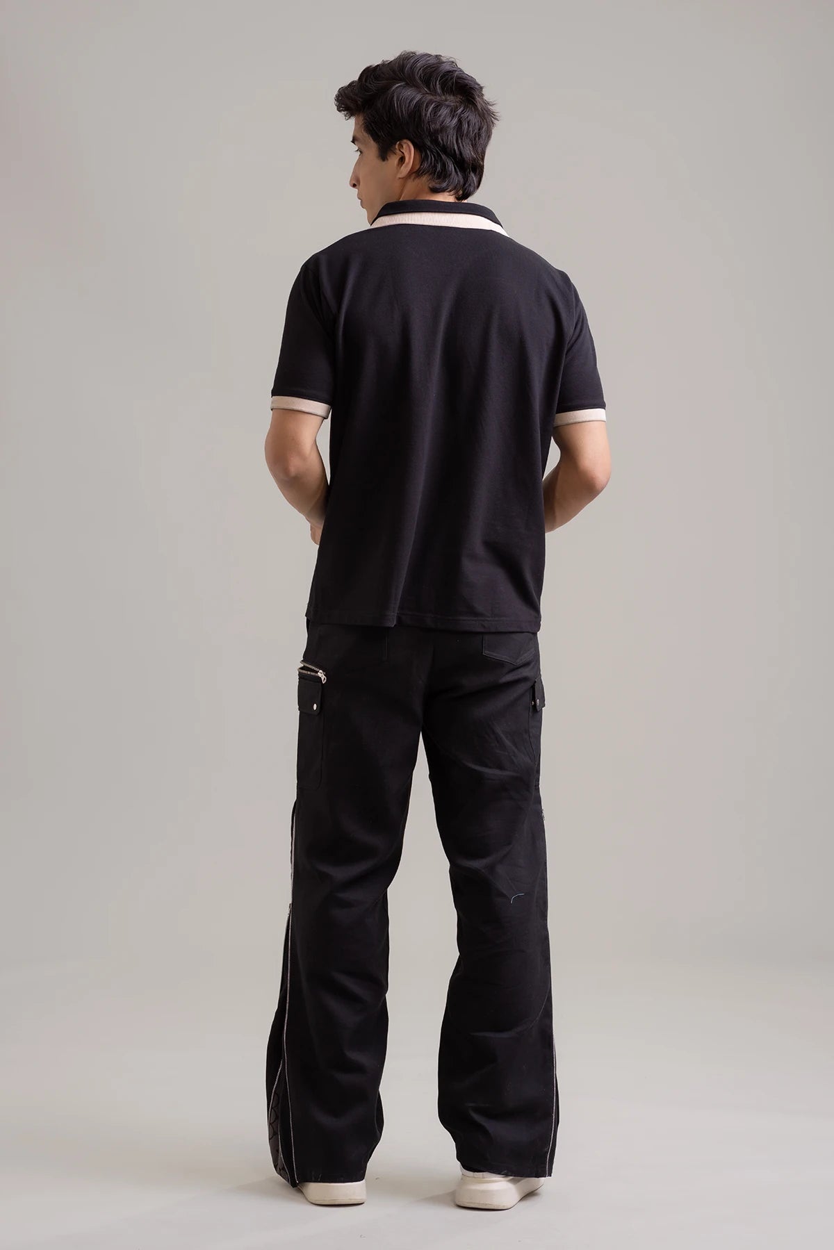 Black and Beige contrast Polo Shirt