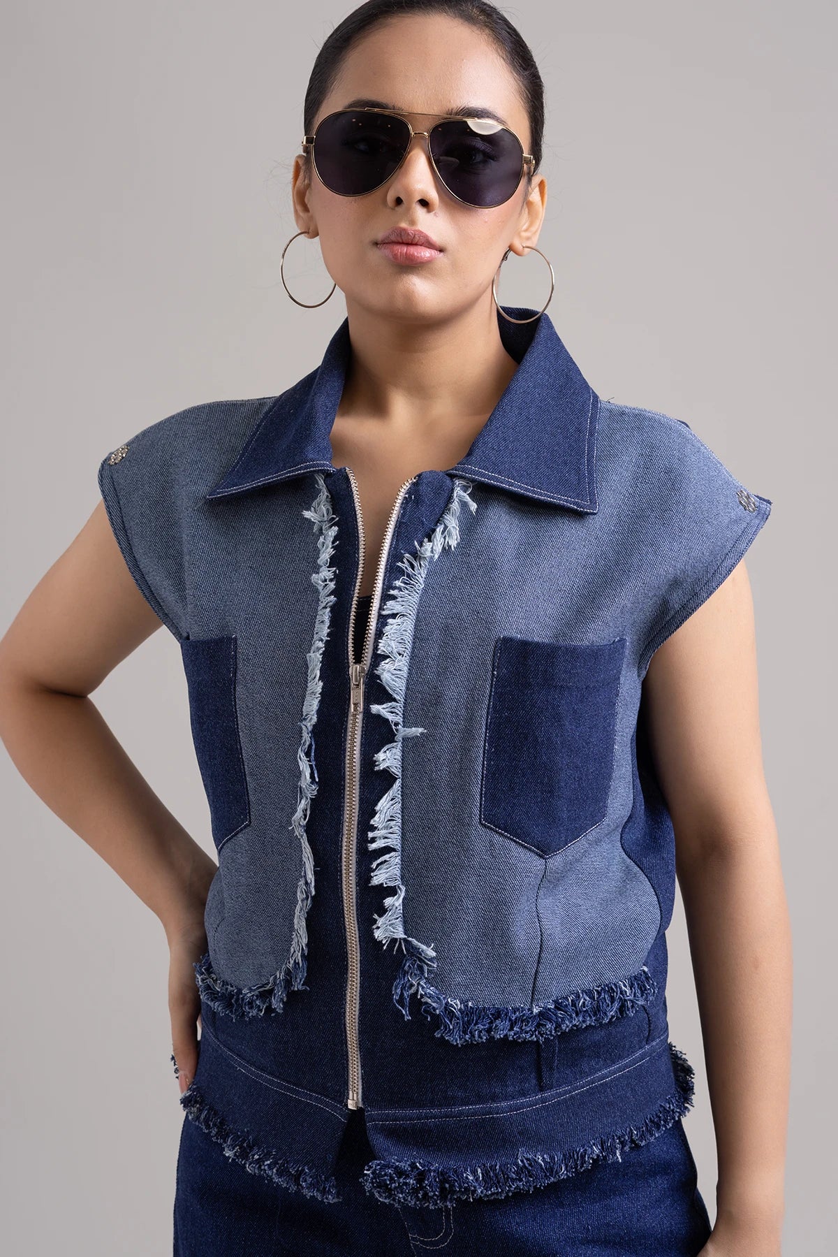 Shadow Stitch Denim Vest