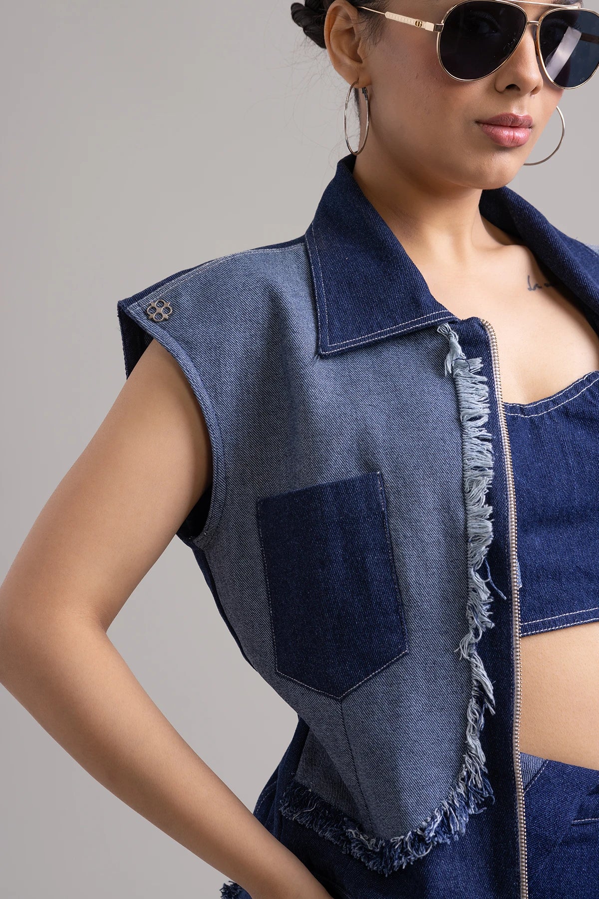 Shadow Stitch Denim Vest