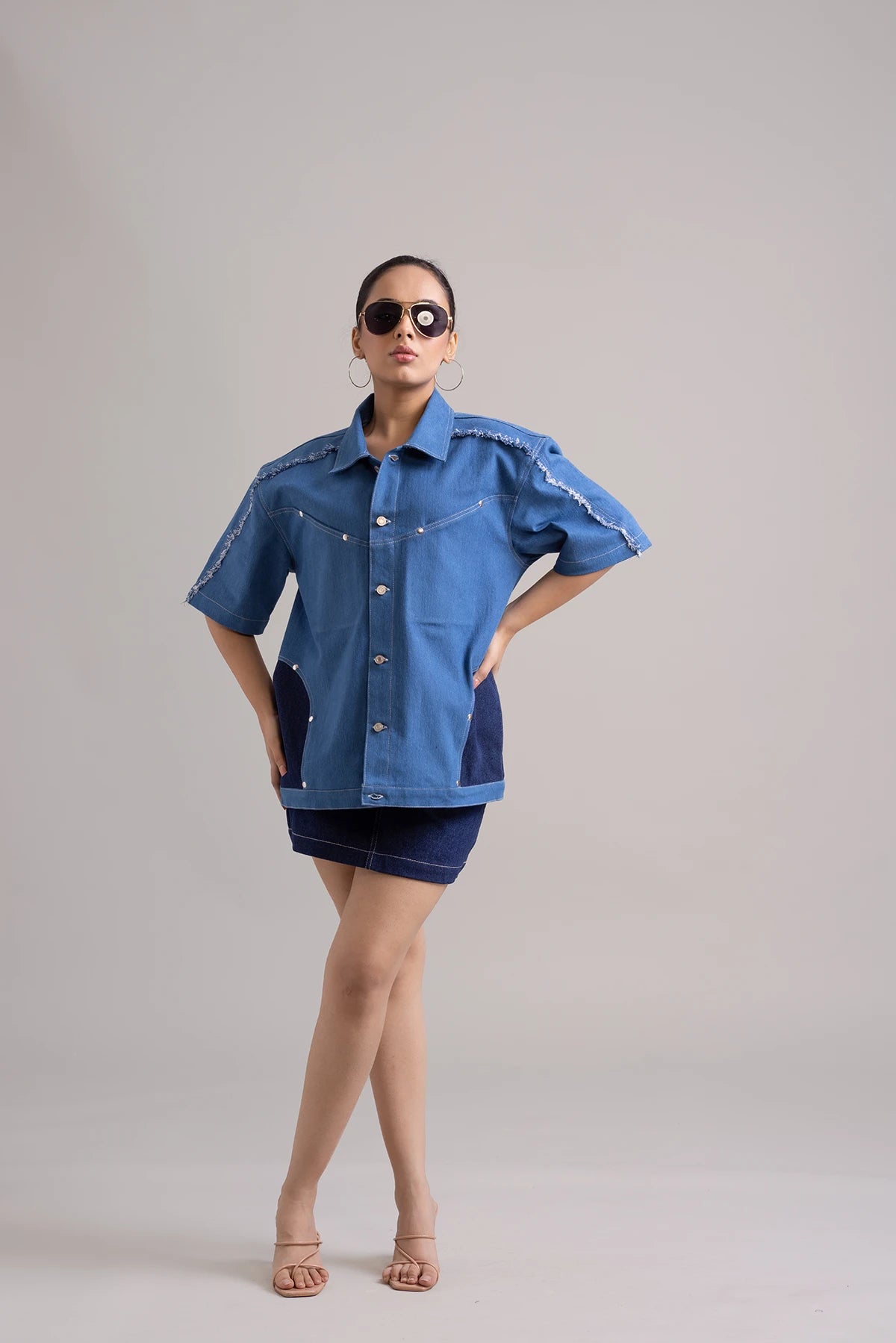 Two Tone Blue Denim Summer Shaket