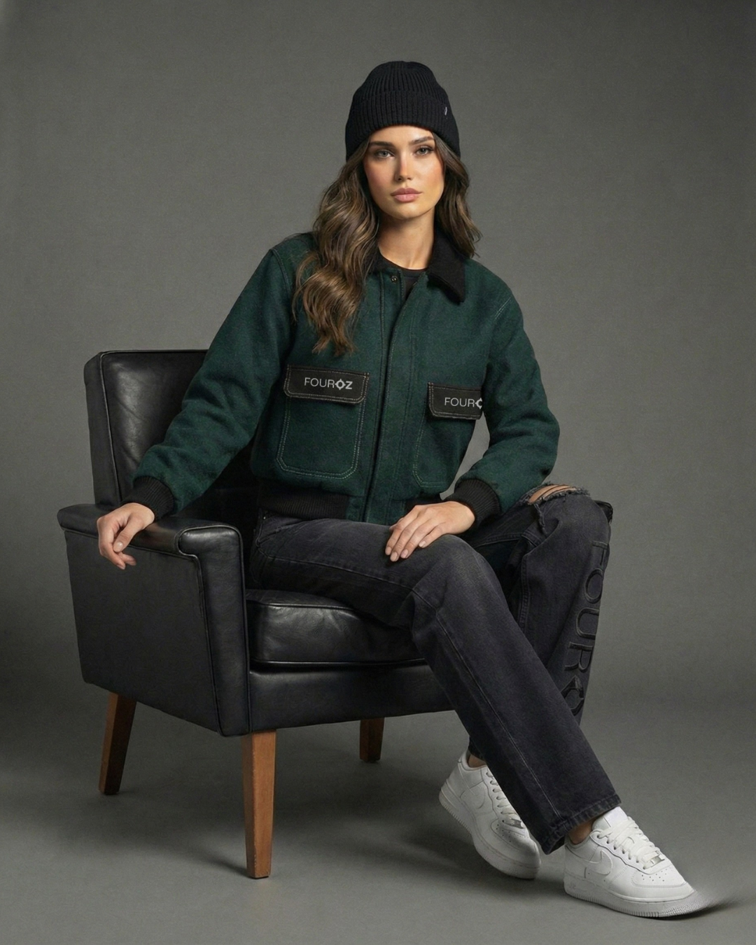 Green Denim Utility Jacket