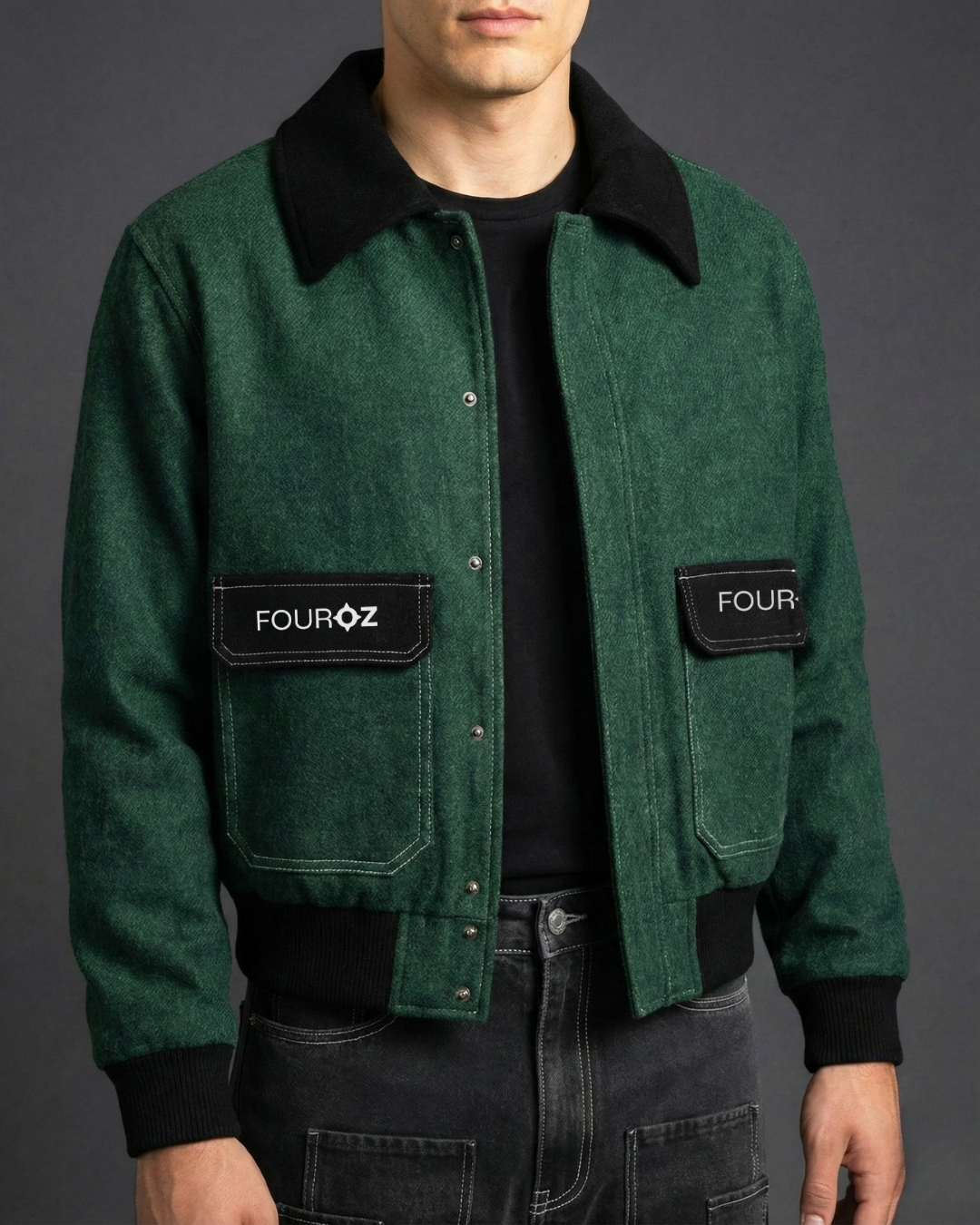 Green Denim Utility Jacket