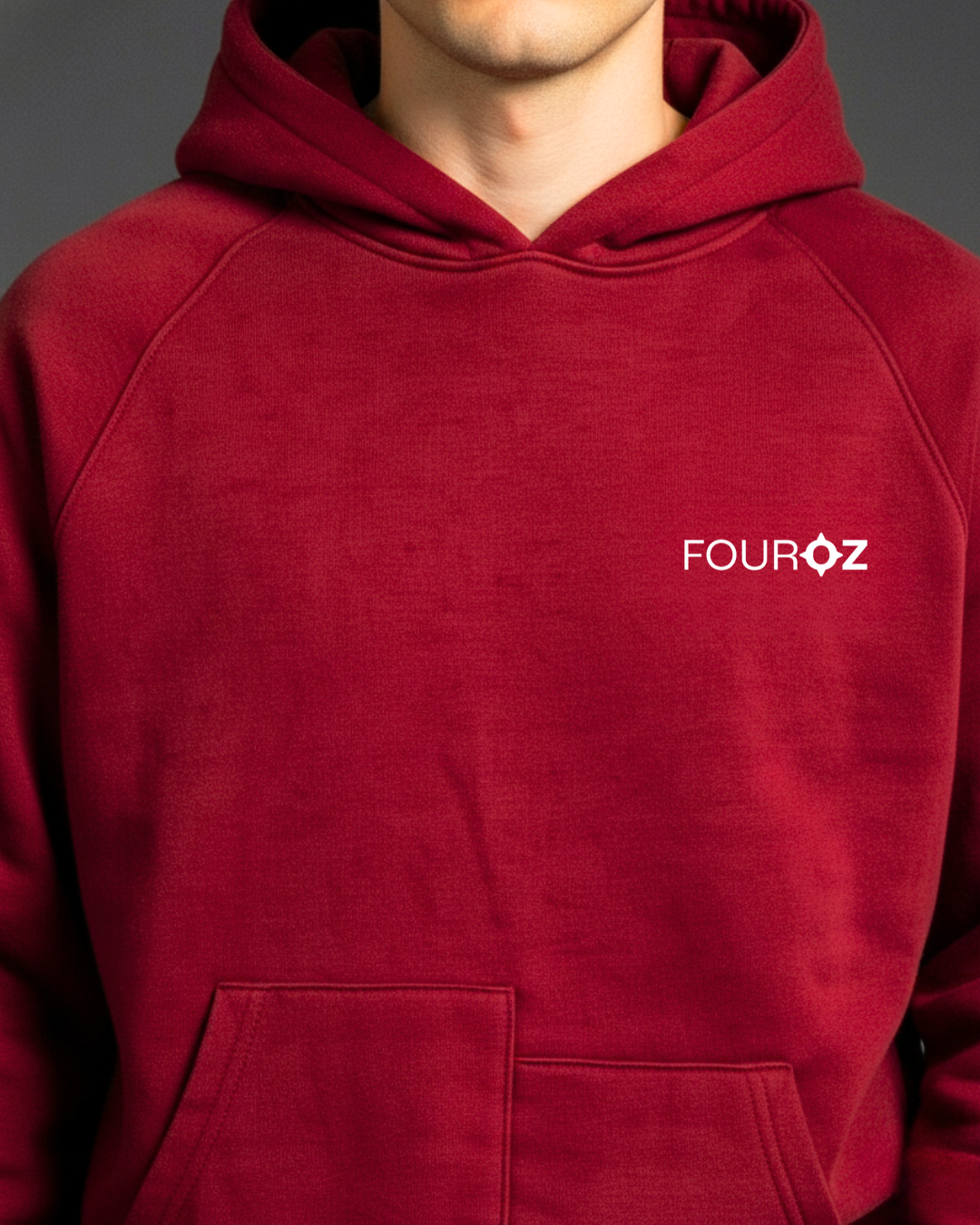 Red Oversized Hoodie with Strap Details