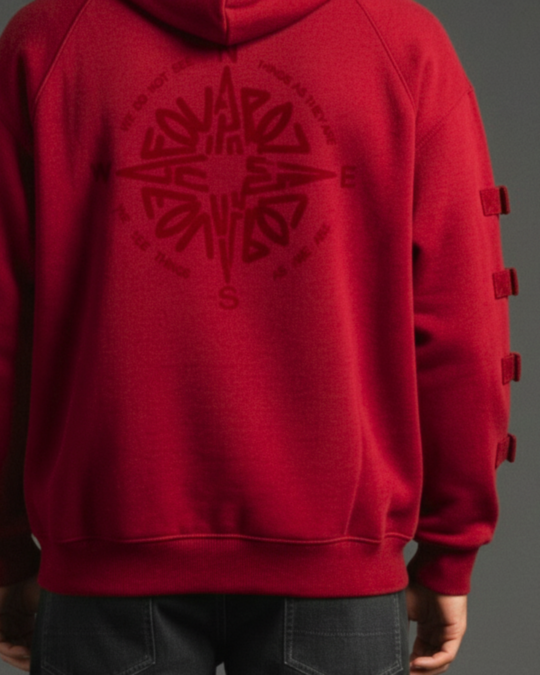 Red Oversized Hoodie with Strap Details