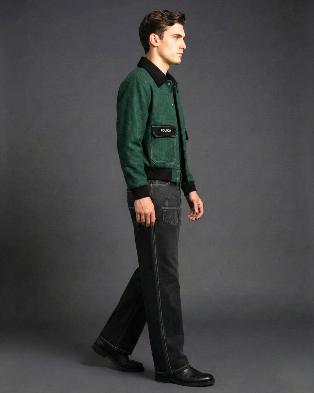 Green Denim Utility Jacket