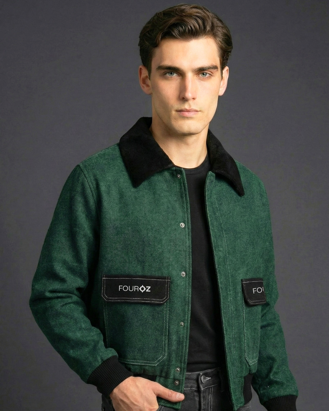 Green Denim Utility Jacket
