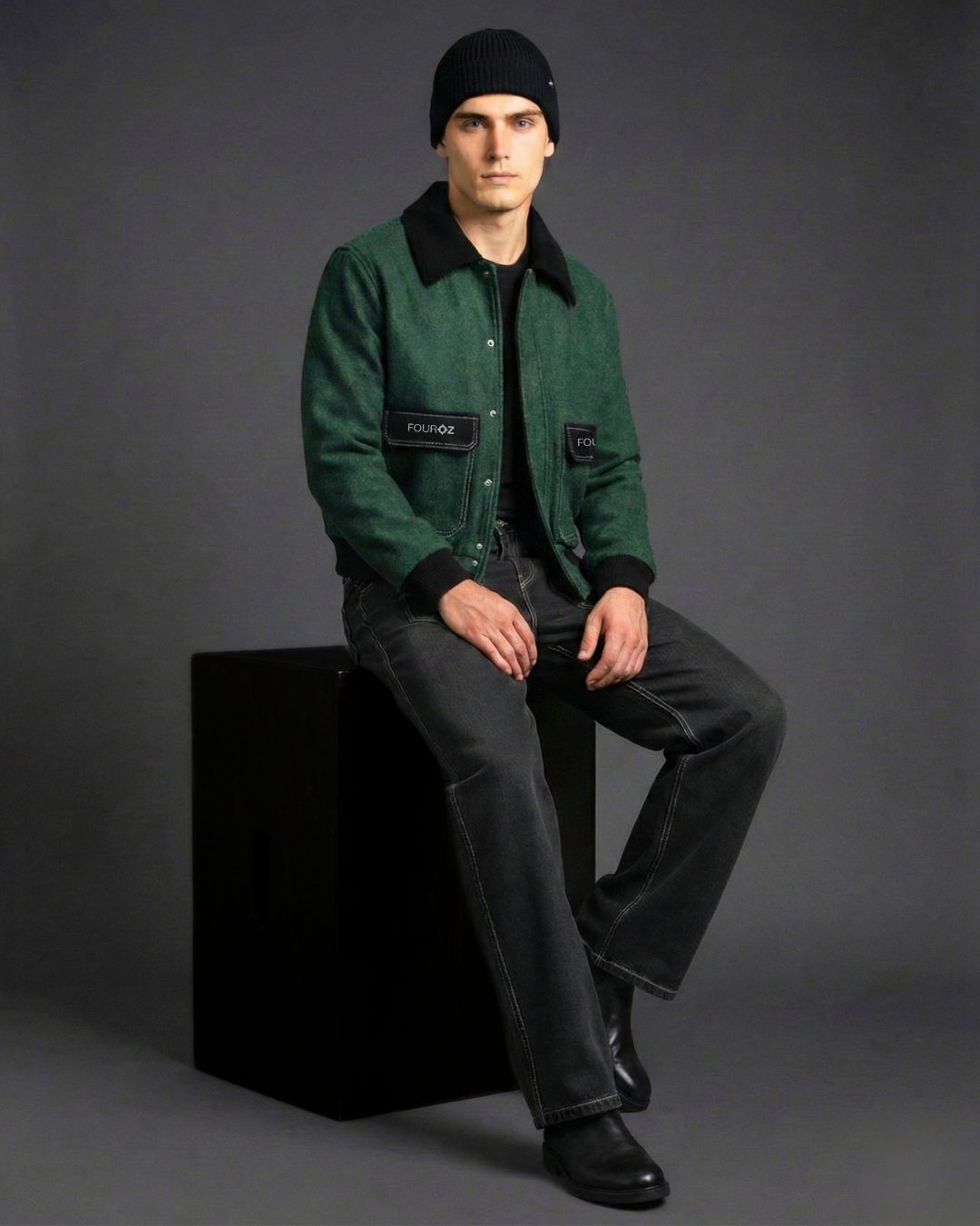 Green Denim Utility Jacket