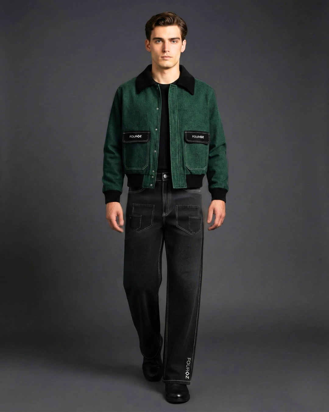 Green Denim Utility Jacket