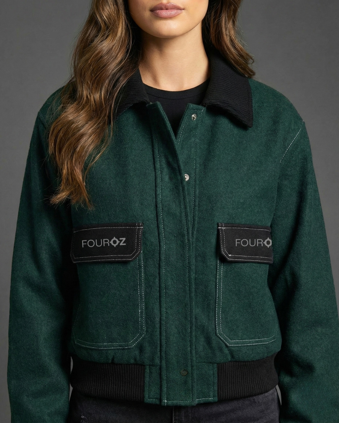 Green Denim Utility Jacket