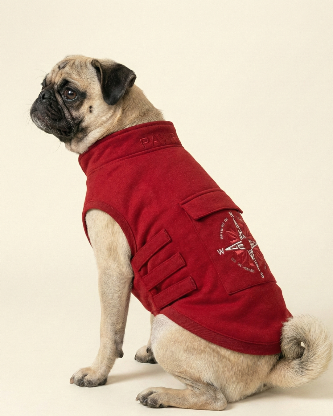 Pawroz Red Sweatshirt and Bandana set with Compass print