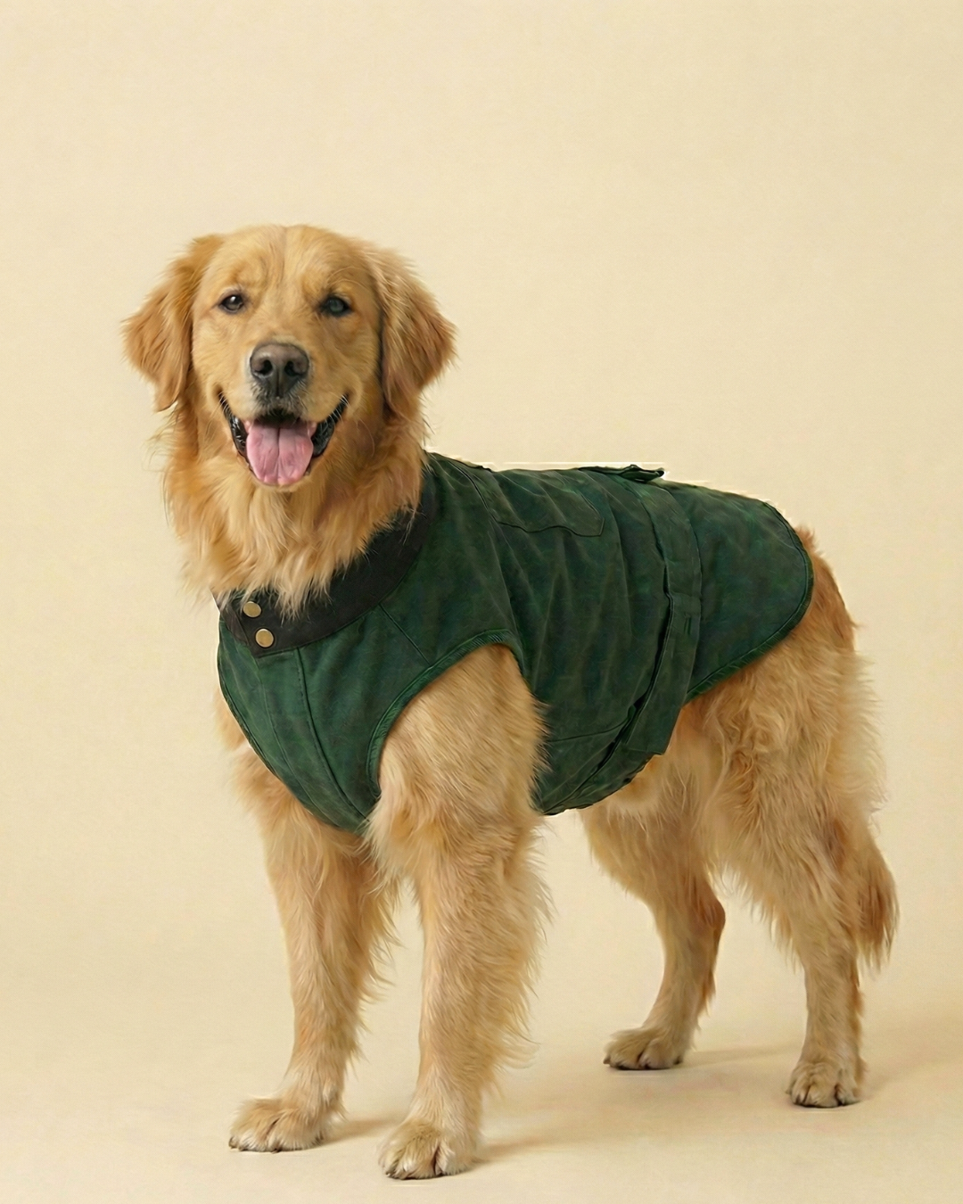 Pawroz Green washed Collar detail Dog Jacket and Bandana set