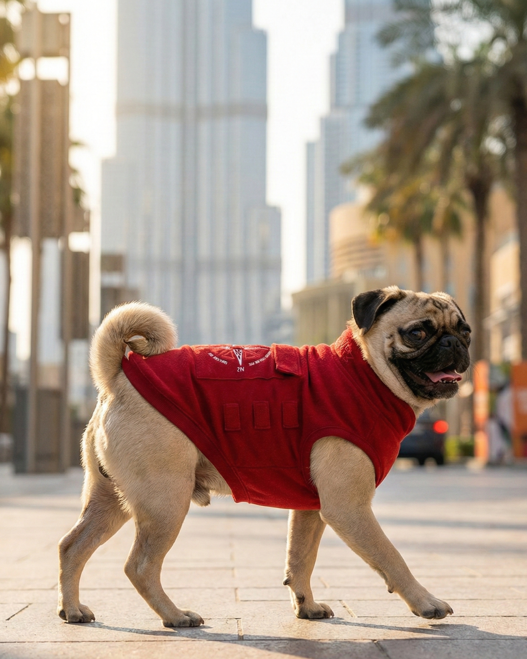 Pawroz Red Sweatshirt and Bandana set with Compass print