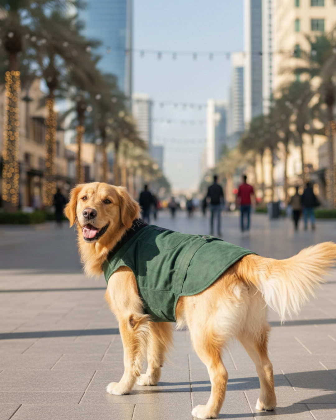 Pawroz Green washed Collar detail Dog Jacket and Bandana set