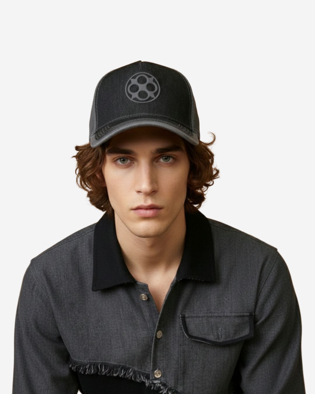 Black FOUROZ Half Mesh-Denim Cap