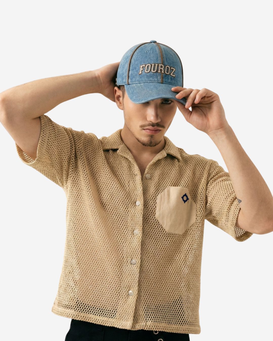 FOUROZ Denim Panel Cap and Dog Bandana Set