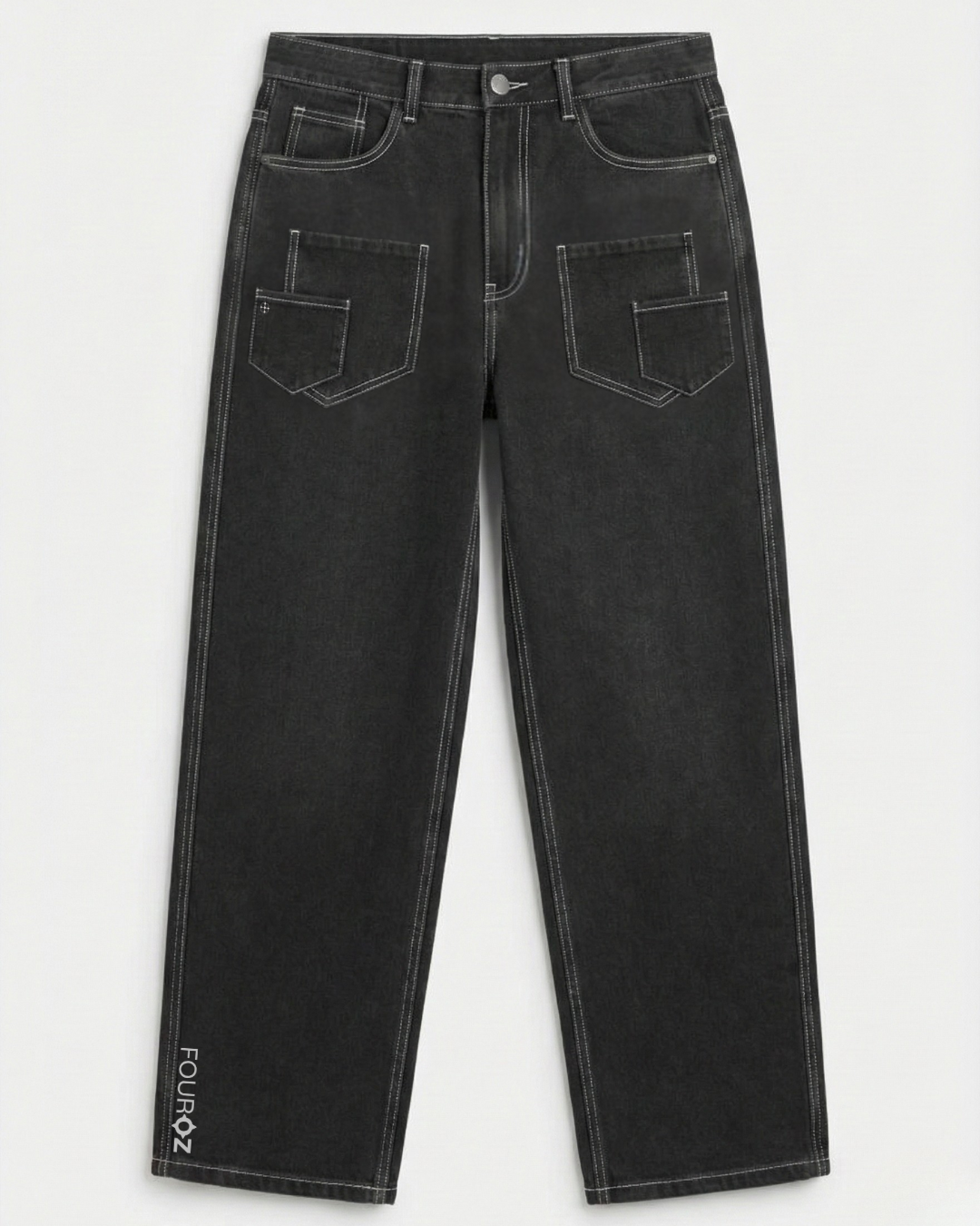 Black Pocketflip Shadow Cargo Denim Pants