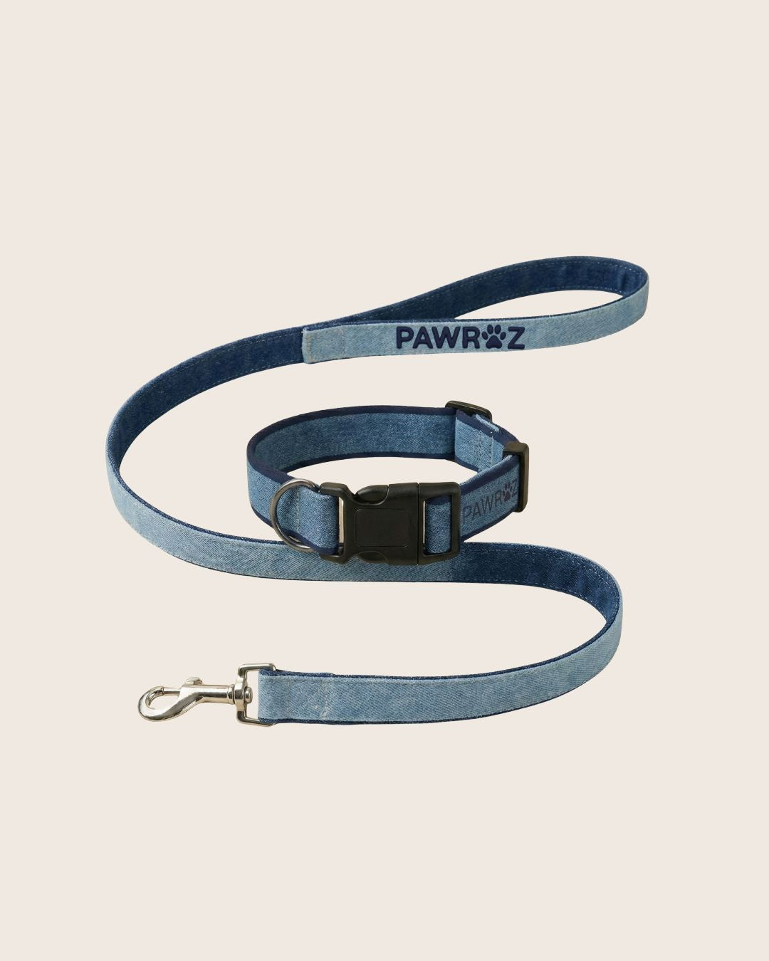 Two-Tone Blue Denim Leash and Collar