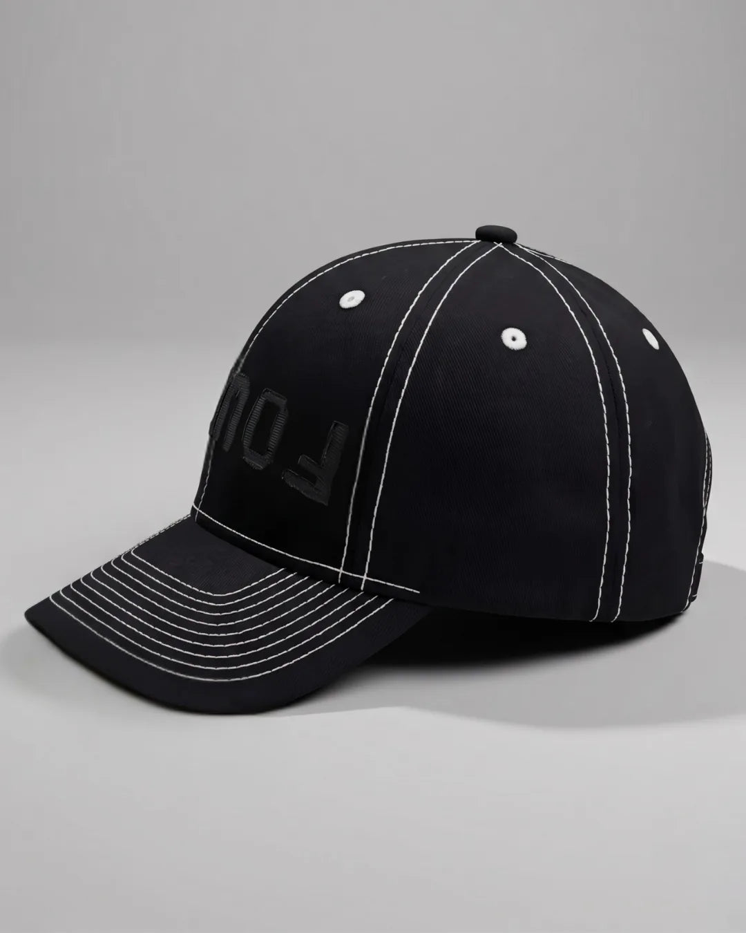Black Street Typography Cap – FOUROZ unisex black cap – view 4