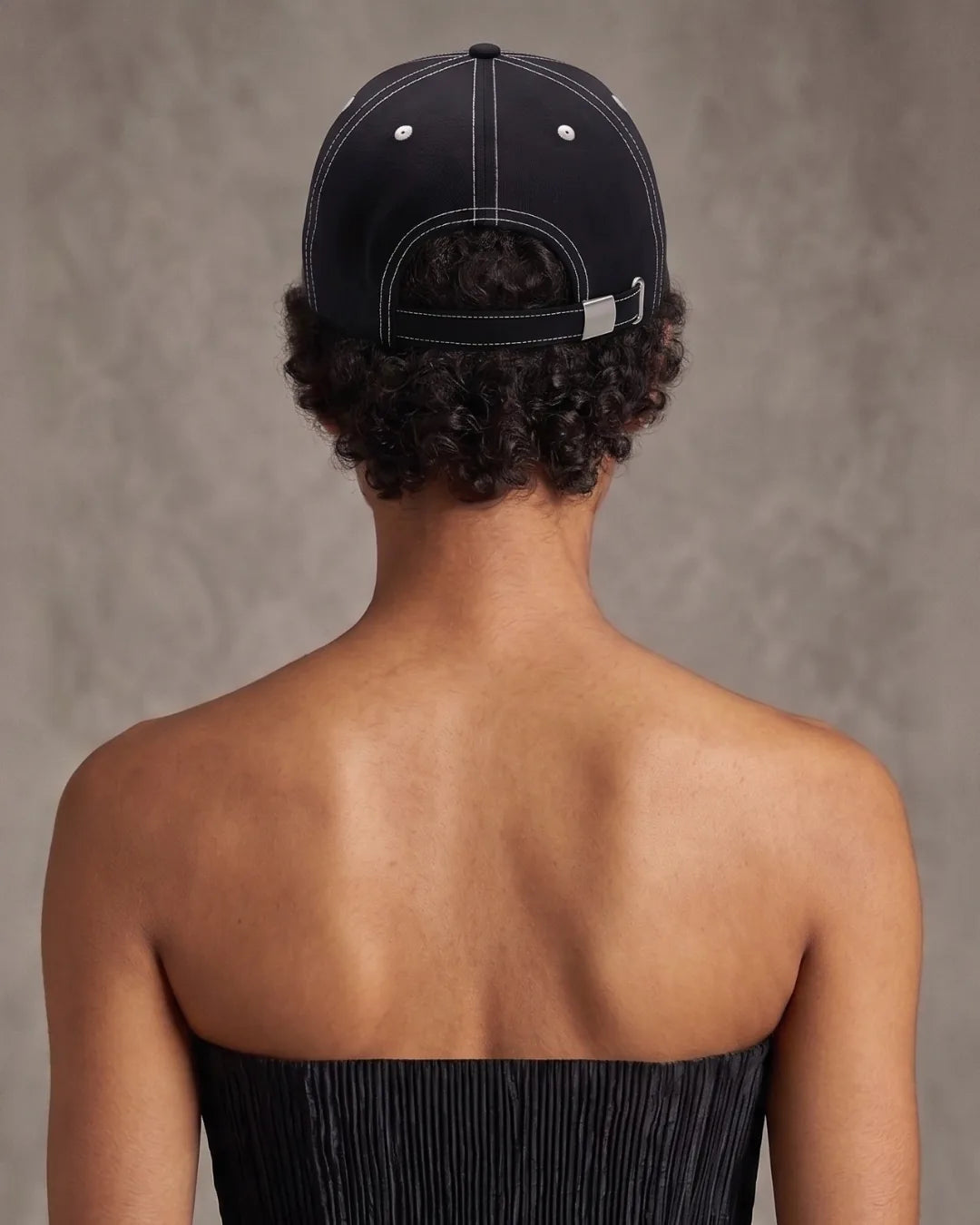 Black Street Typography Cap – FOUROZ unisex black cap – view 7