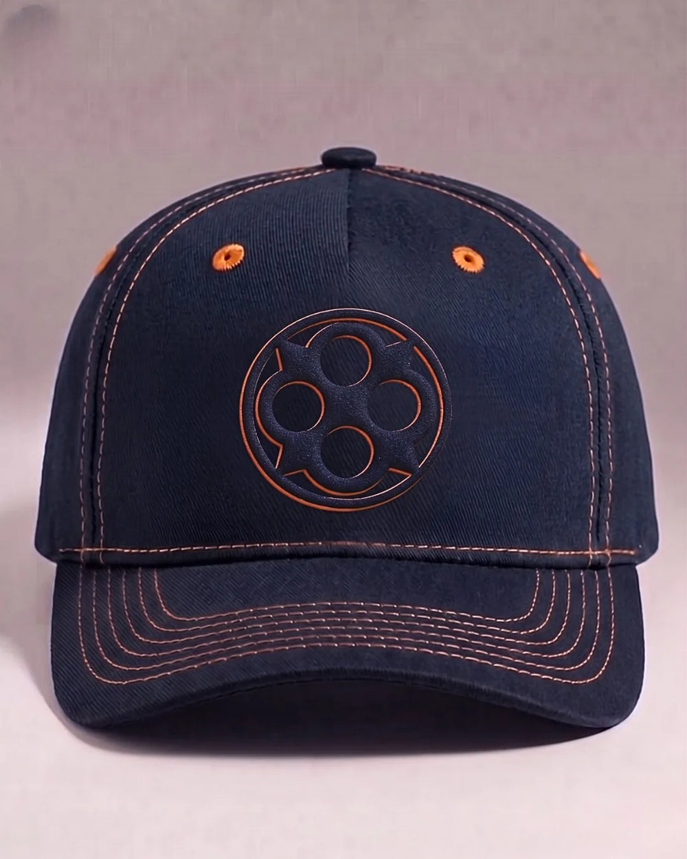 Navy Orange Contrast Stitch Cap – FOUROZ unisex cap – front view