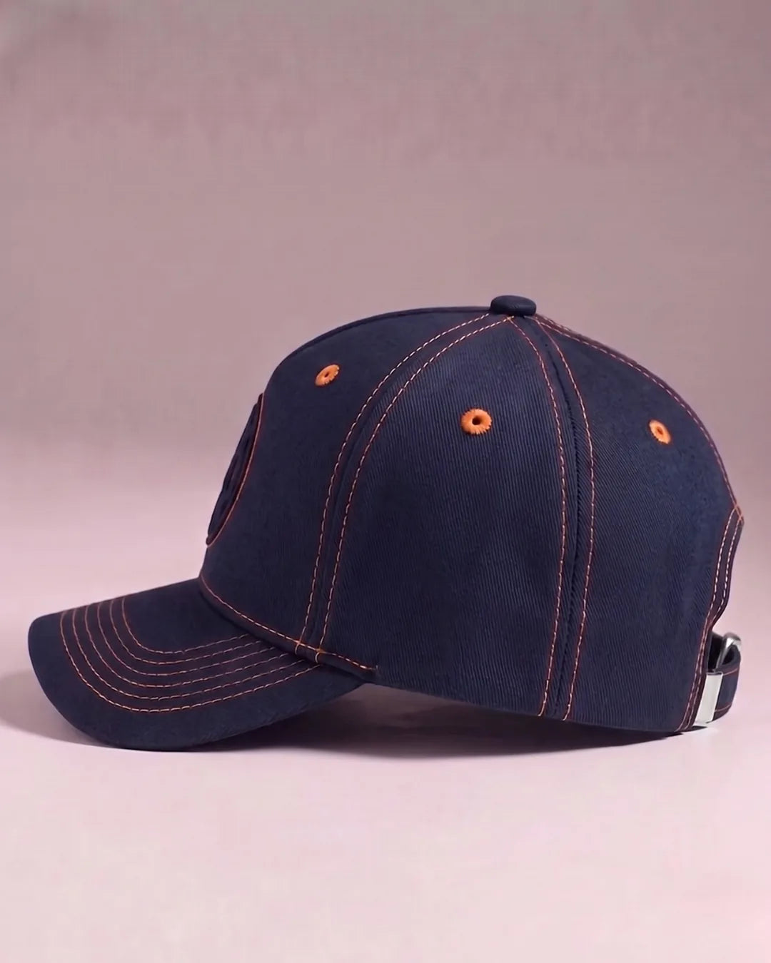 Navy Orange Contrast Stitch Cap – FOUROZ unisex cap – view 2