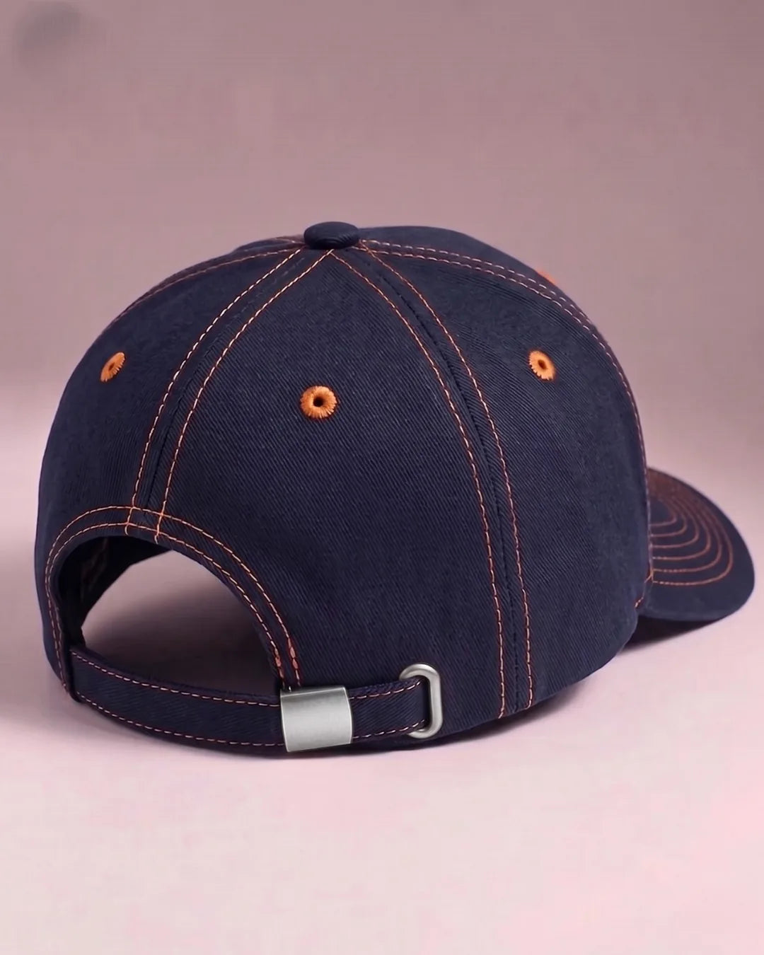 Navy Orange Contrast Stitch Cap – FOUROZ unisex cap – view 3