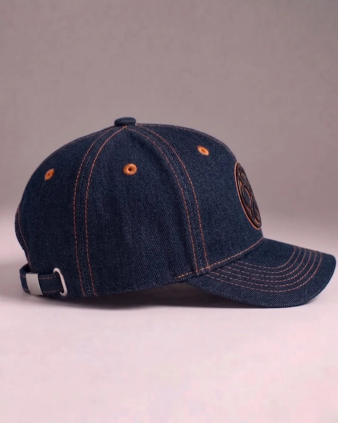 Navy Orange Contrast Stitch Cap – FOUROZ unisex cap – view 4