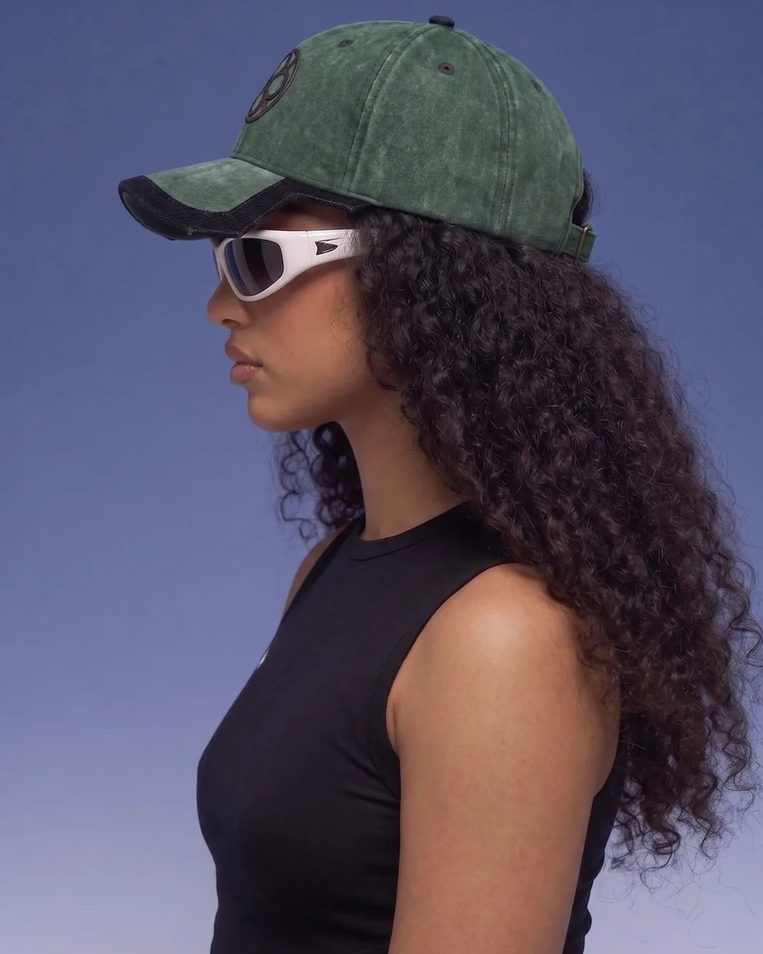 Olive Washed Badge Cap – FOUROZ unisex green cap – view 5