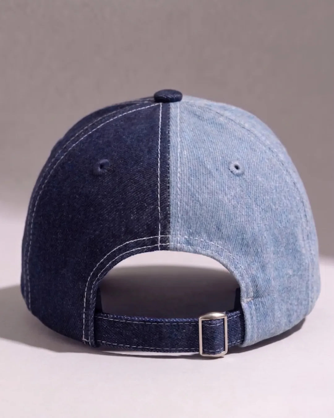 Split Two Tone Denim Graphic Cap – FOUROZ unisex denim cap – back view