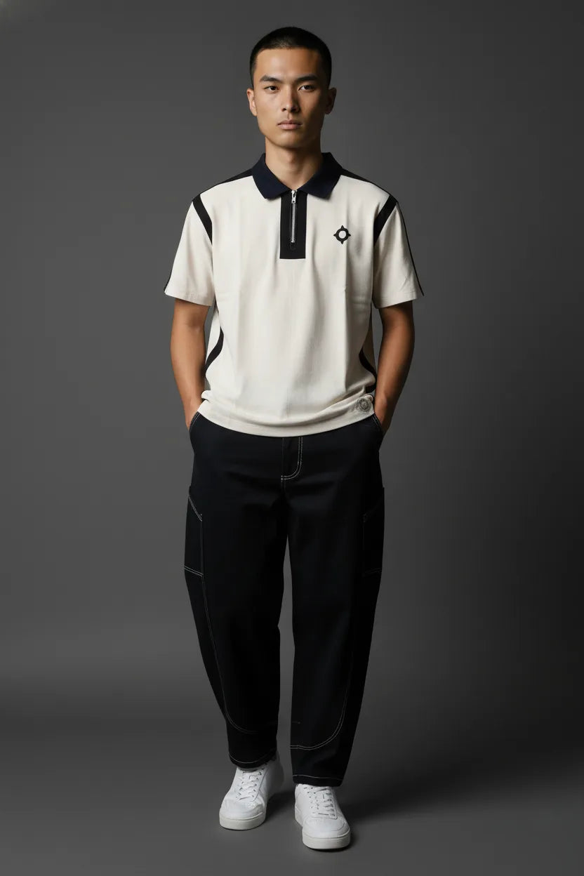 White and Black Checkmate Polo Shirt