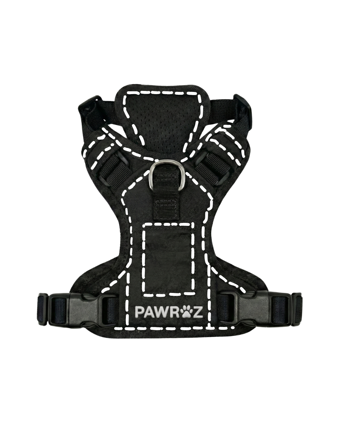 3D Black Canvas White-Stitch Harness