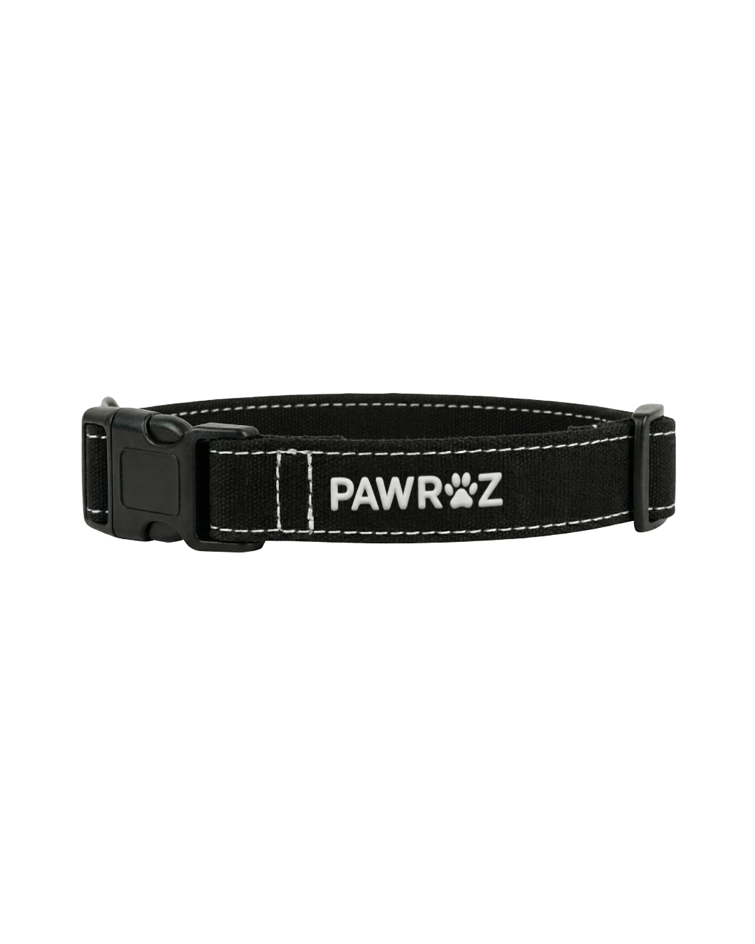 3D Black Canvas White-Stitch collar and Leash