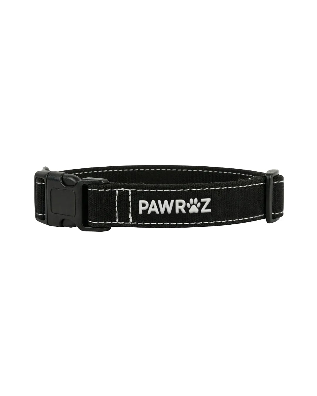 3D Black Canvas White-Stitch Collar and Leash